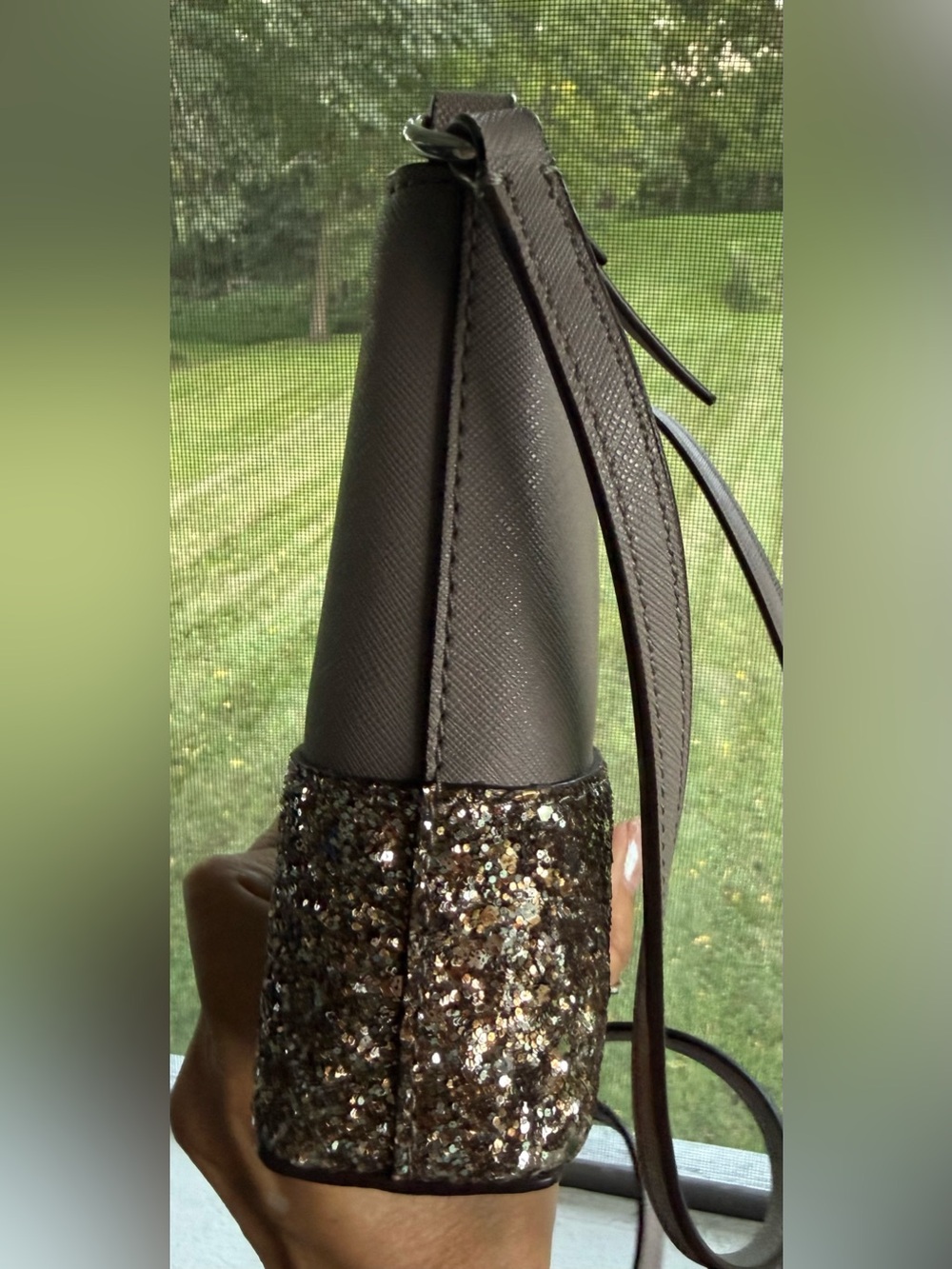 kate spade Greta Court Ramey crossbody w/glitter trim & matching card holder EUC - Picture 9 of 11